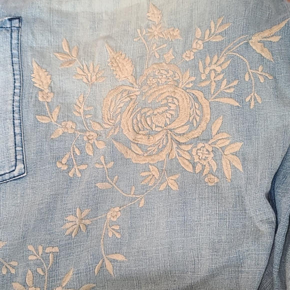 New Magnolia Pearl OKeefe Jeans Floral Embroidered Denim Jean Indigo Pant 210 os - Picture 12 of 16